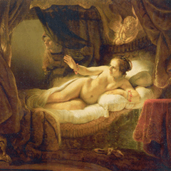 reproductie Danaë  van Rembrandt van Rijn